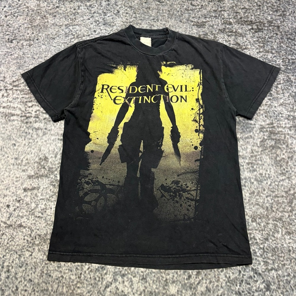Vintage Resident Evil Extinction T Shirt Mens Small Black Video Game Movie Promo